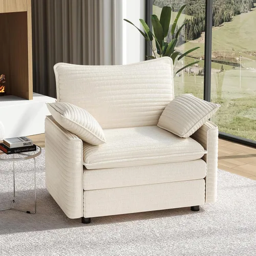 Miniatura 60 de Vesgantti 2 Piece Loveseat & 3 Seater Sofa Set, Modular Cloud Couch, Beige