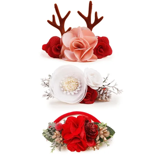 Miniatura 25 de Diadema floral de nailon para bebé, 3 piezas, accesorios para el cabello, regalo para niñas (31#)