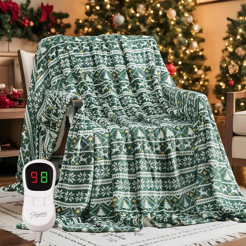 Miniatura 29 de Homemate - Manta eléctrica térmica de franela suave - 50"x60" con 10 niveles de calor rápido, 8 horas de apagado automático, protección contra