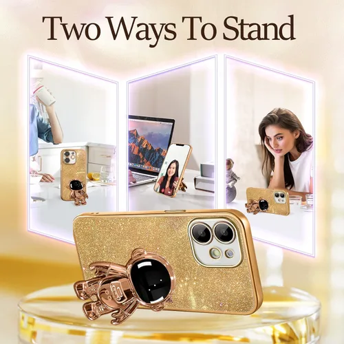 Miniatura 98 de Buleens Funda para iPhone 11 Pro Max Astronauta, Fundas Transparentes para iPhone 11 ProMax con Papel con Purpurina y Soporte de Astronauta, Mujeres