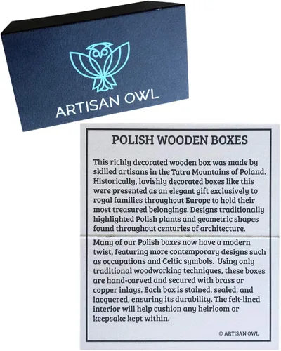 Miniatura 5 de Artisan Owl Maletero grande hecho a mano polaco de 10 pulgadas con diseño de corazón con cerradura y llave para recuerdos, cartas de amor, joyas