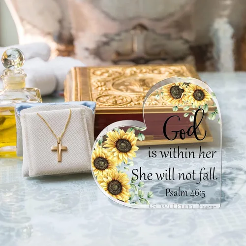 Miniatura 2 de Gerrii Regalos cristianos para mujeres, regalos religiosos inspiradores, versículo de la Biblia, decoración de escritorio, placa acrílica