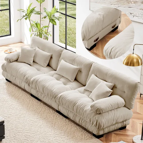 Miniatura 36 de KEIKI Sofá modular de 94 pulgadas con 4 almohadas, cómodo juego de sofá biplaza Cloud para sofá de asiento profundo suave y profundo, sofá biplaza
