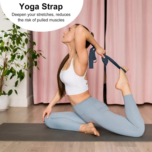 Miniatura 6 de Juego de 2 bloques de yoga y 2 correas de yoga, bloques de espuma EVA antideslizantes, ladrillos de yoga de alta densidad con correa de 6 pies, Gris