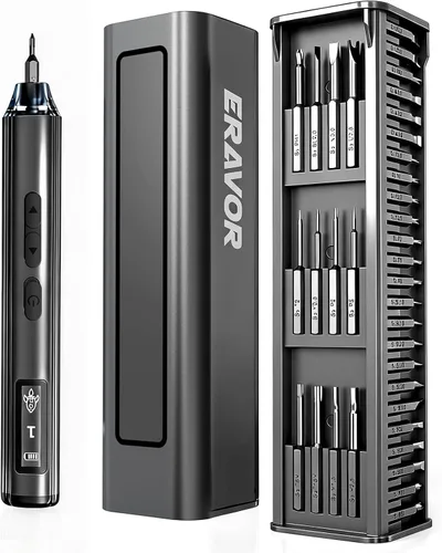 Miniatura 11 de Destornillador eléctrico inalámbrico de 3.6V - Par de torsión de 3.5Nm y brocas a prueba de óxido, 2 en 1 manual/automático con luz LED, 1800mAh