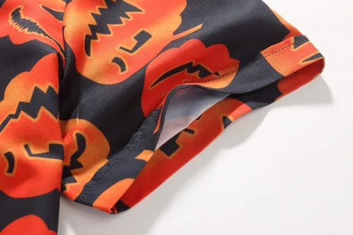 Miniatura 6 de SSLR - Camisa abotonada, manga corta y diseño de Halloween para hombre