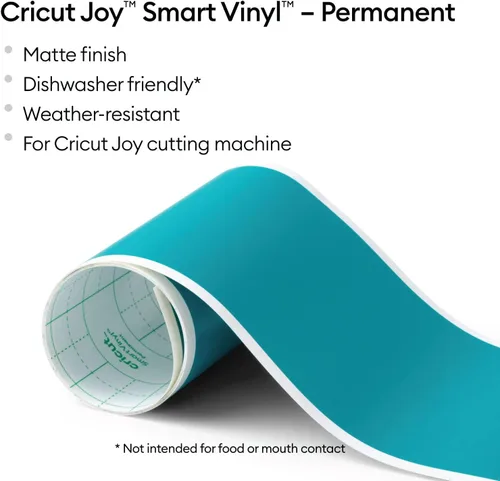 Miniatura 2 de Vinilo permanente inteligente Cricut Joy, Aqua - Rollo de 4 pies (5.5' x 48'), acabado mate - Compatible con la máquina Cricut Joy, corte sin