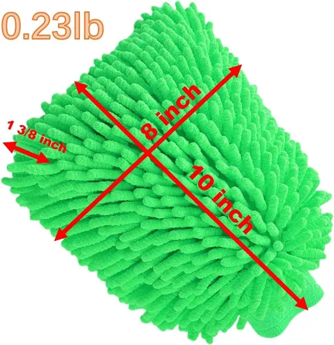 Miniatura 6 de QUALIALL, Manopla de microfibra de chenilla verde, 10.5 x 8 pulgadas, electrostática, reutilizable, sin arañazos, sin polvo, para superficies