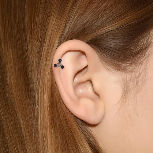 Miniatura 8 de Cartilage Piercing Jewelry - Cartilage Bar Onyx, Implant Grade Titanium Ear Piercing