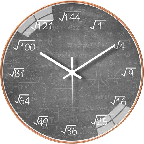 QINFIEY Reloj de pared de matemáticas de 12 pulgadas, silencioso, sin tictac, movimiento de cuarzo de calidad, reloj de pared para decoración de Gris