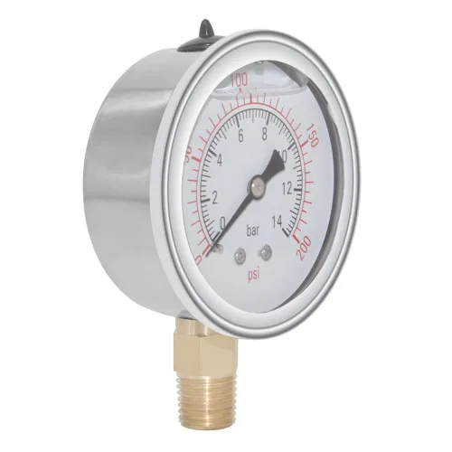 Miniatura 3 de Joywayus Medidor de Presión 0-200 PSI, Latón 1/4" NPT Rosca Macho Montaje Inferior, Llenado de Glicerina, Caja de Acero Inoxidable, Múltiples