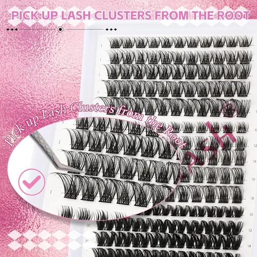 Miniatura 6 de FADLASH Extensiones de pestañas en racimo de pestañas de 0.35-0.70 pulgadas, para colocar en casa, rizado D, pestañas individuales en casa