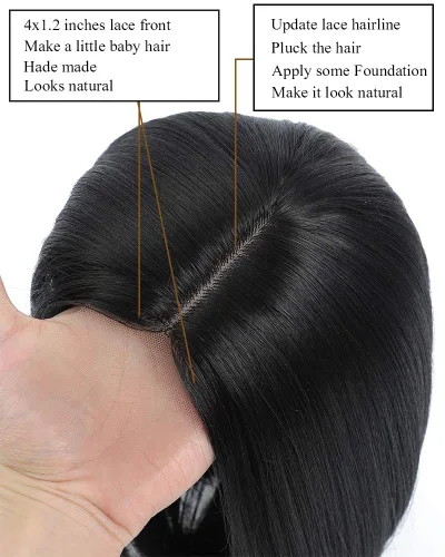 Miniatura 5 de Pelucas negras estilo Bob pelucas cortas y rectas para mujer, pelo sintético resistente al calor, parte media, aspecto natural, uso diario, cosplay