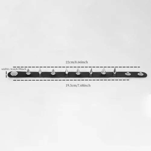 Miniatura 2 de Manfnee Pulsera de cuero punk, pulsera trenzada con remaches para hombres y mujeres, ajustable