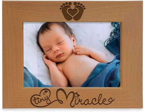 Miniatura 8 de KATE POSH - Marco de fotos de madera natural grabado Tiny Miracle para bebé, nuevo papá y mamá, regalo de padres, ultrasonido, ecografía, anuncio
