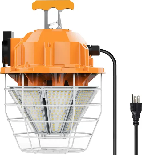 RIUVAO Luz de trabajo temporal LED de 150 W 24750 Lm 5000 K Luz diurna brillante luces de construcción luz colgante portátil IP65 impermeable,