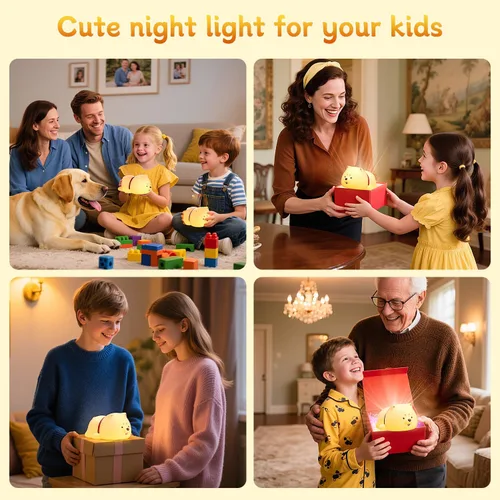 Miniatura 7 de Linda lámpara nocturna de cachorro para bebés y niños - lámpara recargable con control táctil, 3 niveles de brillo, luz cálida, temporizador