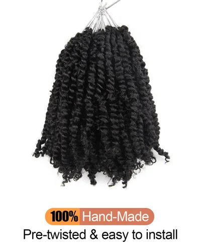Miniatura 5 de Pelo Passion Twist de 8 pulgadas, trenzas de ganchillo pretrenzadas, paquetes de 8 paquetes (1B/negro natural)