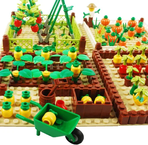 Miniatura 6 de Conjunto de campo de granja, bloques de construcción, cultivos de plantas, animales, ladrillos de construcción, juego de construcción de bricolaje