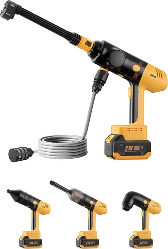 Kit de limpieza inalámbrico 4 en 1 – Lavadora portátil de coche, aspiradora, soplador de hojas e inflador de neumáticos para exteriores, camping, RV