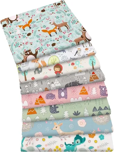 Miniatura 12 de Aubliss Paquete de 8 piezas de tela gruesa 100% algodón, 20 x 20 pulgadas, tela de algodón precortada para patchwork, costura, acolchado, Dinosaurio