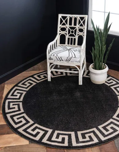 Miniatura 29 de Unique Loom Athens Collection - Alfombra clásica geométrica con diseño de borde moderno, 2 x 3 pies, color carbón/beige