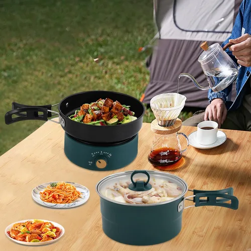 Miniatura 3 de Olla eléctrica portátil – Olla caliente antiadherente 2 en 1 y parrilla, control de 8 temperaturas, acero inoxidable 304, diseño dividido