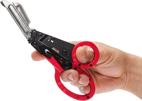 Multiherramienta SOG ParaShears ligera de acero inoxidable para el campo, 11 herramientas con tecnología de palanca compuesta, rojo