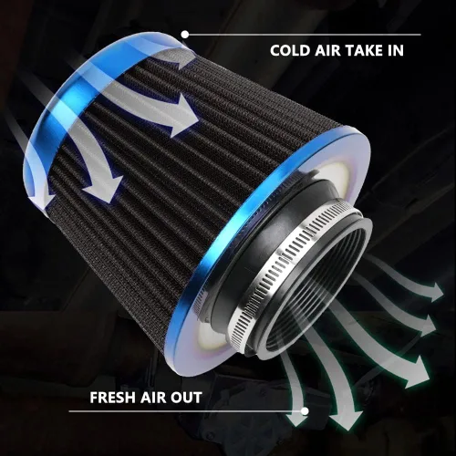 Miniatura 6 de Filtro de admisión de aire frío, alto rendimiento, filtro lavable, filtro de aire de reemplazo con abrazadera, diámetro de brida 76 mm/3 pulgadas