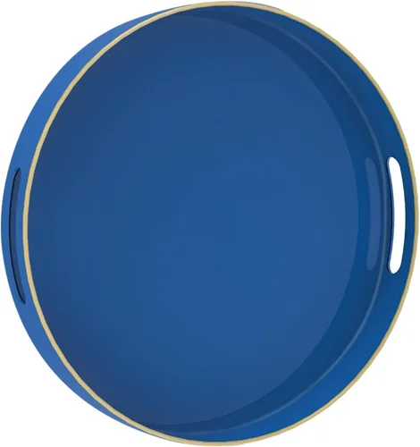 Miniatura 30 de MAONAME - Bandeja decorativa verde oscuro, bandeja de servir redonda de 13 pulgadas con asas, bandejas de plástico para mesa de café, bandejas
