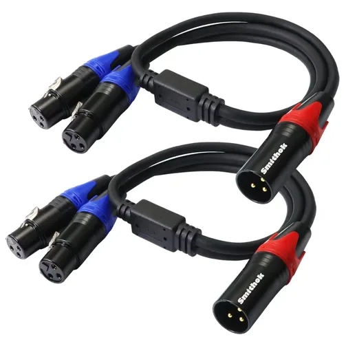 Miniatura 8 de Smithok Cable divisor XLR, cable doble hembra a macho Y (divisor XLR de 3 pines, 2 hembra a 1 macho), adaptador de audio de cable divisor