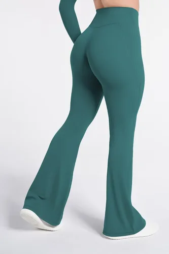 Miniatura 2 de Sunzel Leggings acampanados, pantalones deportivos y cruzados para yoga, con control de abdomen, cintura alta y piernas anchas