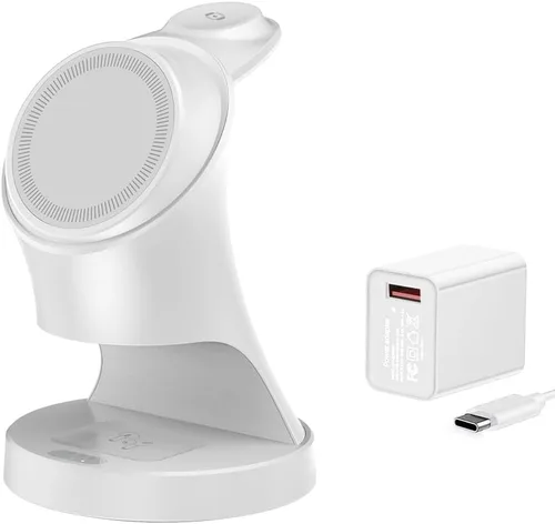 Cargador inalámbrico, soporte de cargador inalámbrico magnético 3 en 1, base de carga inalámbrica rápida para iPhone 17/16/15/14/13/12, Apple Watch