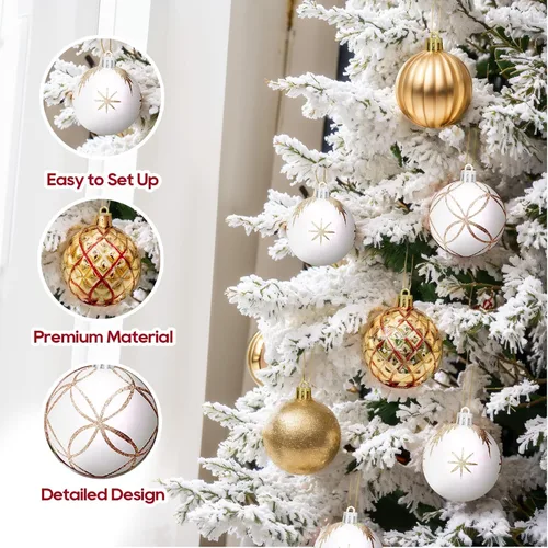 Miniatura 4 de DeckTheHalls Adornos de bolas de Navidad, 30 piezas de 2.5 pulgadas irrompibles, bolas de decoración navideña para colgar en el árbol de Navidad