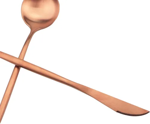 Miniatura 2 de Cuchara moderna con manchas de cobre, 6 piezas de acero inoxidable 304 color oro rosa mate, cuchara de postre de 7.2 pulgadas, vajilla