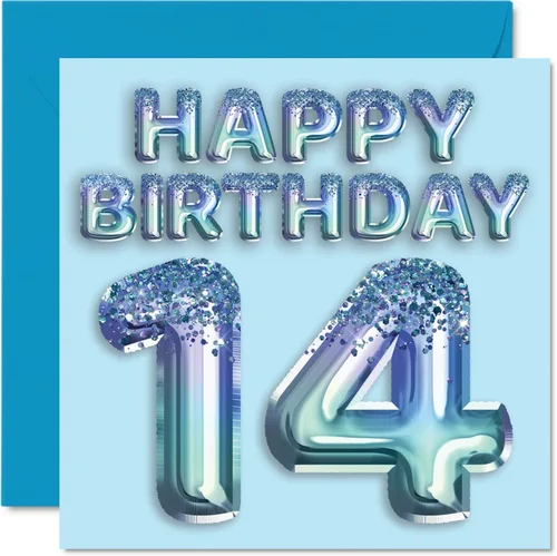 Miniatura 27 de Stuff4 Tarjeta de primer cumpleaños para niños, globo de fiesta con purpurina azul, tarjetas de feliz cumpleaños para niño de 1 año, nieto, hijo, 57