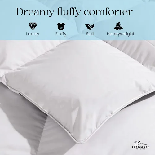 Miniatura 4 de East Coast Bedding Cozy Dream - Edredón de plumón de ganso y plumas, tamaño matrimonial, 76 x 86 pulgadas, edredón de plumas refrescantes para todas