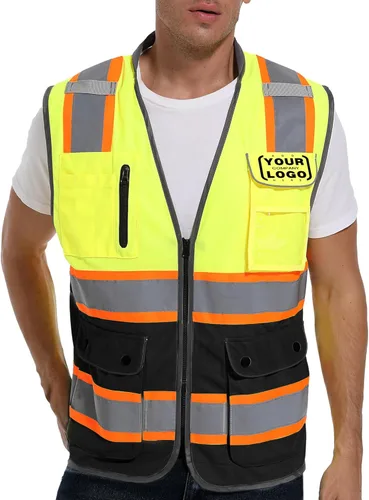 Miniatura 11 de ArcRidge Chaleco de seguridad reflectante para hombres y mujeres, chaleco de construcción de alta visibilidad, tiras reflectantes de doble tono