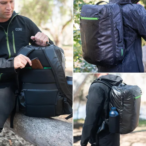 Miniatura 43 de COR Surf Mochila de viaje de mano Island Hopper 2.0 Mochila ultraligera aprobada para artículos personales 28L Negro Edición impermeable