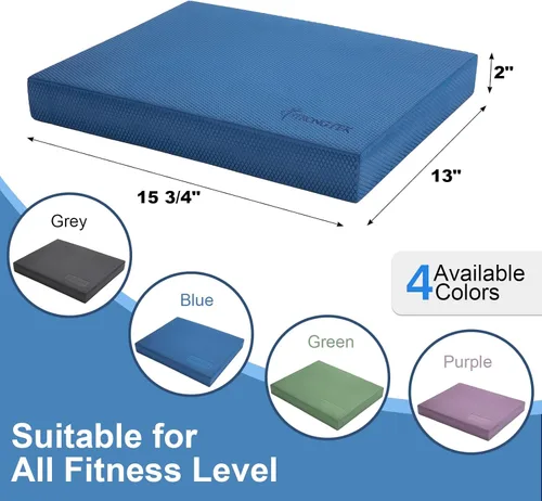 Miniatura 2 de StrongTek Almohadilla de equilibrio profesional de espuma para ejercicios, 15.8 x 13 x 2 pulgadas, rodillera de espuma TPE de alta densidad, Azul