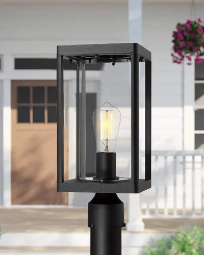 Miniatura 8 de Beionxii Farol de poste para exteriores, luminaria de poste moderna grande de 20 pulgadas, luces de pilar exteriores con base de montaje para pilar