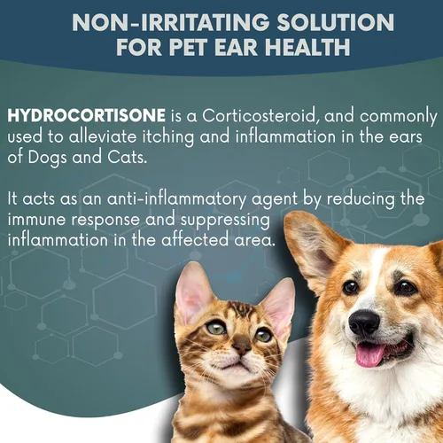 Miniatura 4 de NOVEHA Gotas para los oídos para mascotas con hidrocortisona al 1% Limpiador de oídos para perros y gatos para la acumulación de cerumen, fórmula