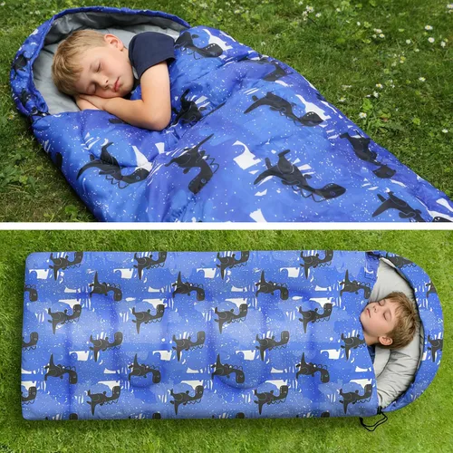 Miniatura 7 de Sacos de dormir para niños - Sacos de dormir para acampar con bolsa de transporte - Saco de dormir compacto para senderismo, mochilero para 3