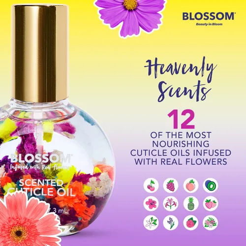 Miniatura 2 de Blossom Hidratante, hidratante, fortalecedor, aceite perfumado para cutículas, infundido con flores reales, fabricado en Estados Unidos, 1.84 fl oz