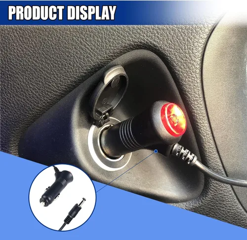 Miniatura 5 de DC 0.217 x 0.083 in Cargador de coche Cable de fuente de alimentación, 12V-24V 4.9FT Adaptador de enchufe de encendedor de cigarrillos de coche