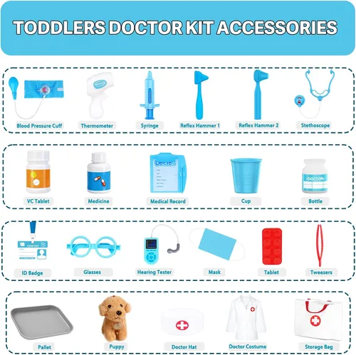 Miniatura 2 de Kit médico para niños pequeños de 3 a 5 años – Juego de juguetes veterinarios para niños de 3 a 4 años, kit médico de juego de simulación con perro