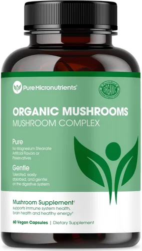 Pure Micronutrients Suplemento orgánico de hongos – melena de león, reishi, chaga, cordyceps y complejo de cola de pavo – Apoyo inmunológico,