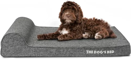 Miniatura 22 de The Dog's Bed - Cama Ortopédica para Perros con Reposacabezas XL Negra de Felpa, Espuma Viscoelástica, Alivio del Dolor para Artritis, Displasia