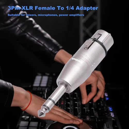 Miniatura 2 de Smithok Paquete de 4 adaptadores XLR hembra a TRS de 1/4 pulgadas, adaptadores XLR hembra equilibrados a adaptadores macho de 0.250 in