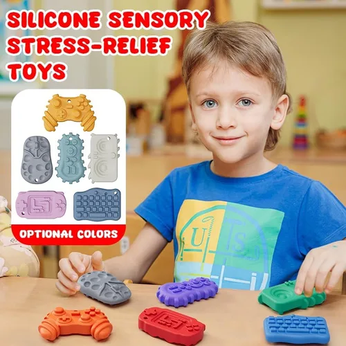 Miniatura 6 de Juguetes sensoriales antiestrés para niños y adultos, 6 piedras sensoriales texturizadas para autismo, TDAH, niños, calmantes, piedras